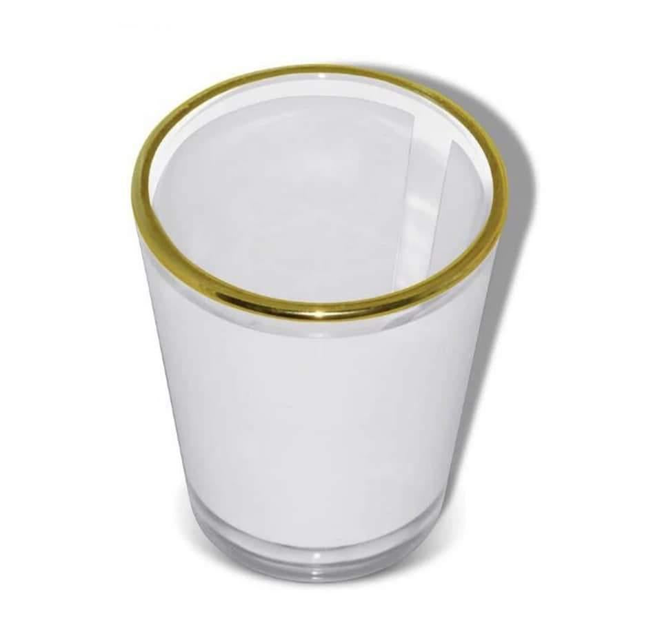 2 oz Sublimation Glass Shot Glass with Gold Rim